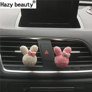 

Hazy beauty Rhinestone cute rabbit Shape Diamond bow perfume car air freshener Car Parfume Car-styling
