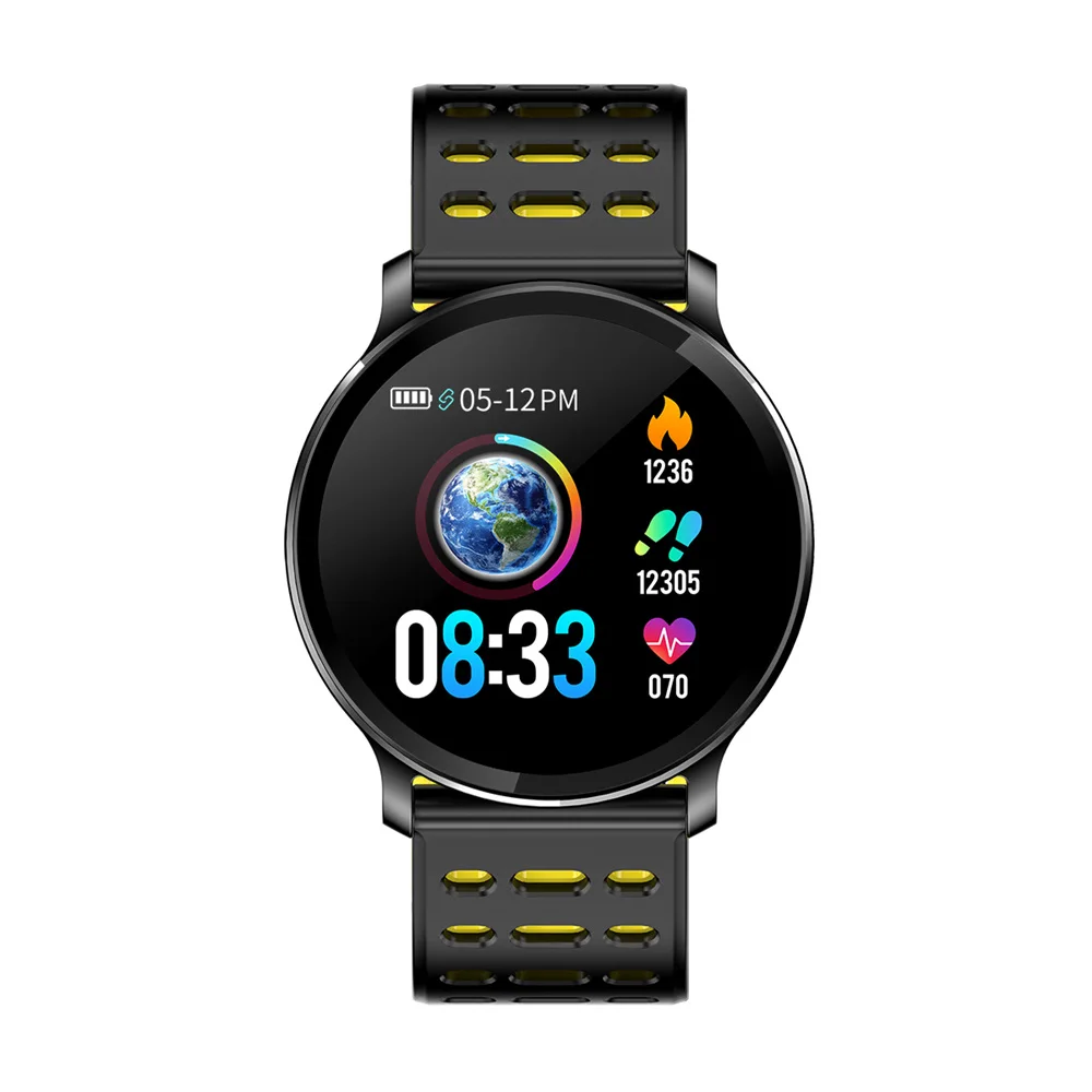 RUNDOING NY03 Смарт-часы IP68 водонепроницаемый монитор сердечного ритма Smartwatch сообщение напоминание фитнес-трекер для Android и IOS - Цвет: Yellow leather strap