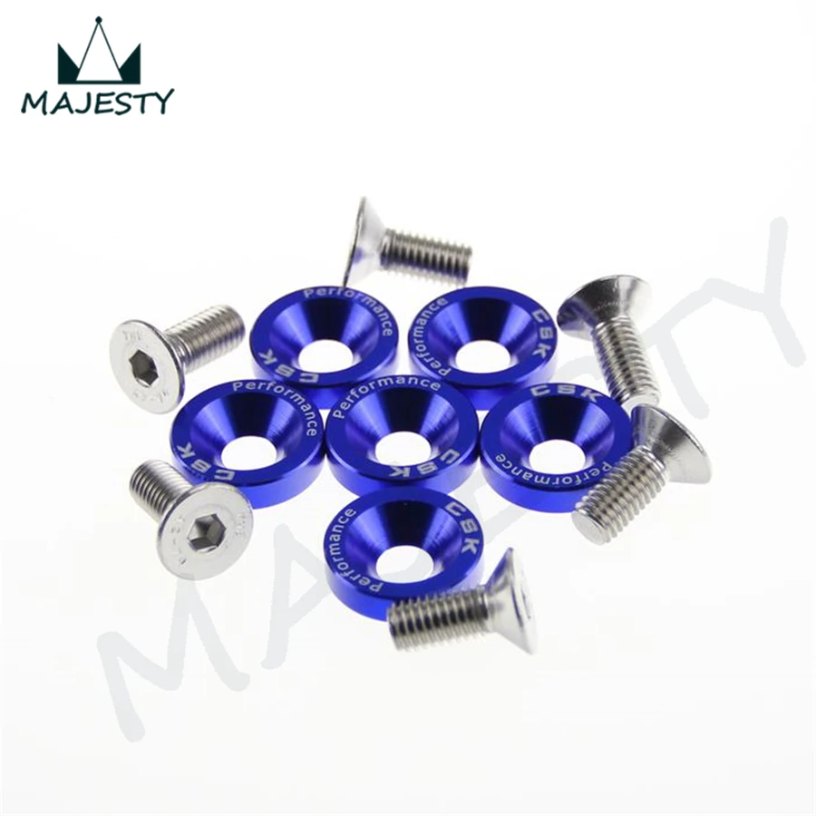 

6 PIECE M8 HEX FASTENERS FENDER WASHER BUMPER ENGINE CONCAVE SCREWS JDM blue