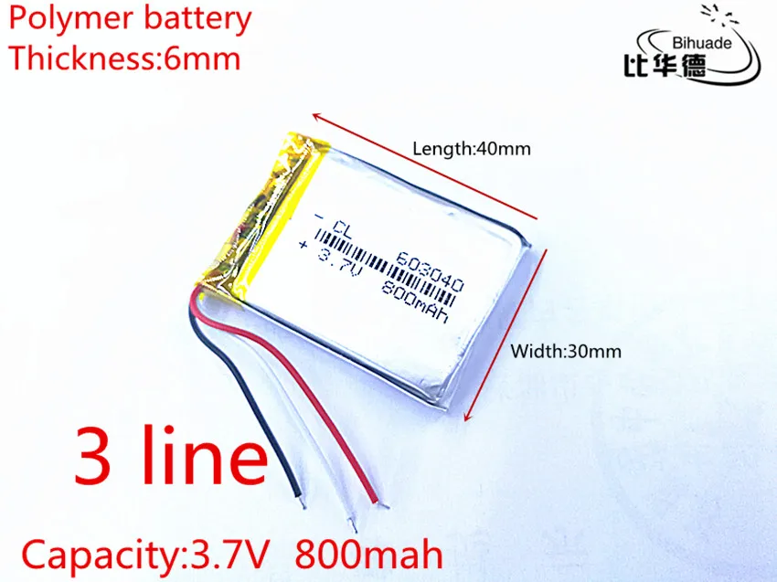 Batteria LiPo Ai Polimeri Di Termistore NTC Da 3,7 V 800 MAh 2,96 - Foto 3