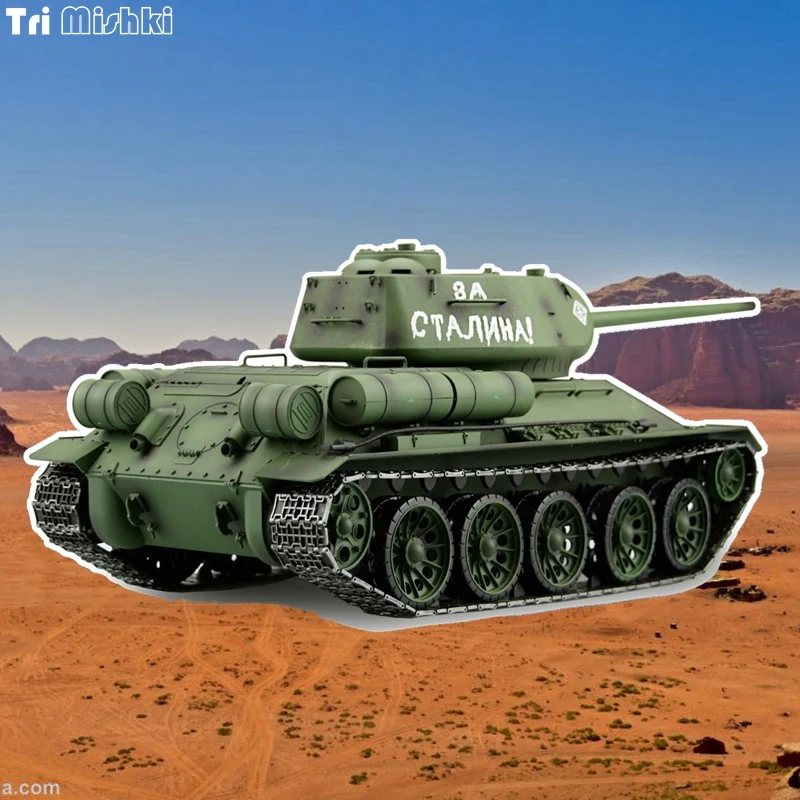 Три мишки WCS744 #20x10 6 см Радиоуправляемый Танк T34 металлические треки Сталин