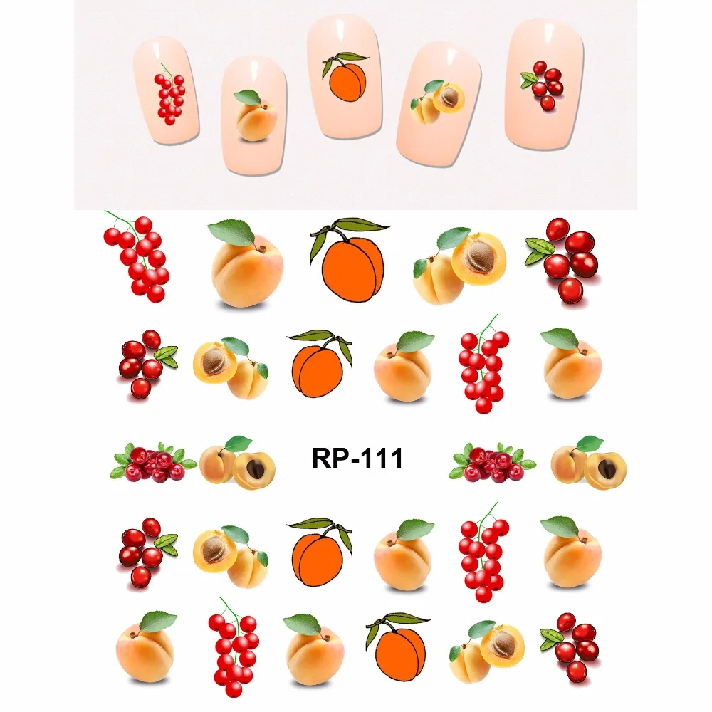 Искусство ногтей Красота наклейка на ногти водная наклейка слайдер мультфильм фрукты вишня клубника Виноград банан яблоко RP109-114