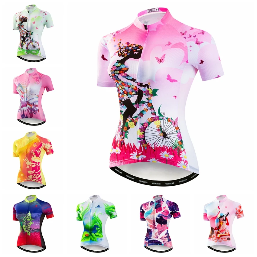 Женская Спортивная одежда для велоспорта maillot Racing розовый топ с коротким рукавом