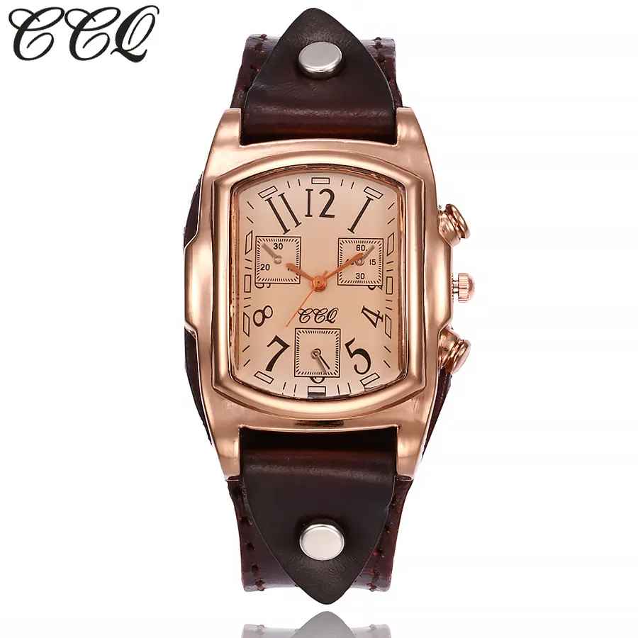 

CCQ Vintage Clock Cow Leather Bracelet Watch High Quality Antique Women Wristwatches Luxury Quartz Watch Relogio Feminino 533