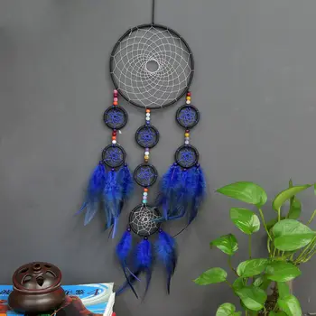 

Creative treasure blue multi-ring dream catcher wall hanging European and American style dream catcher home decorations hot sale