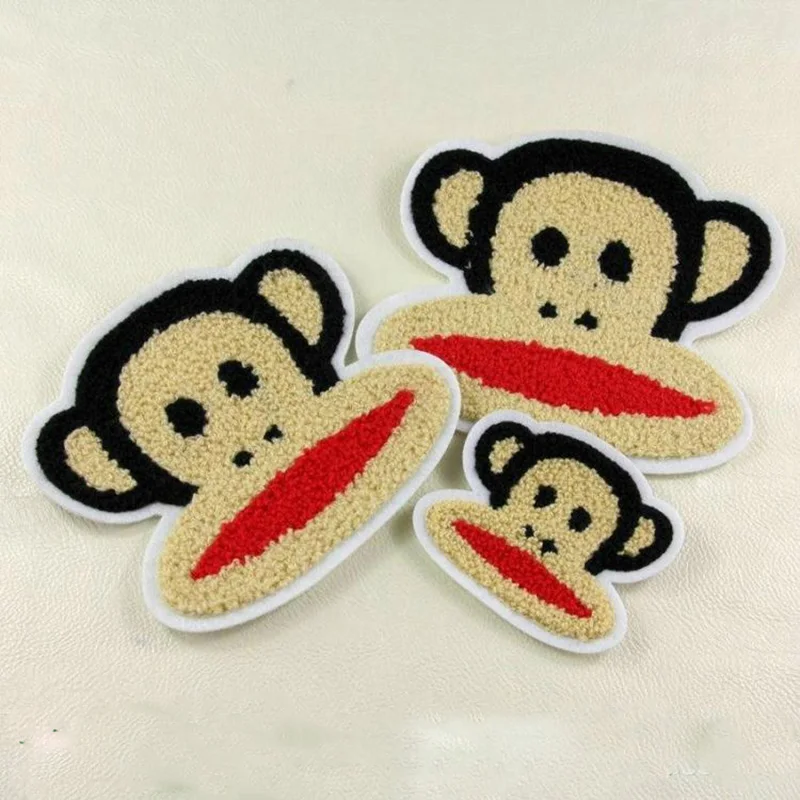 

Big size Embroidered Sew-on Patches Cloth Sewing DIY kids Motif Applique Sticker patch Cartoon decoration Big-mouthed monkey