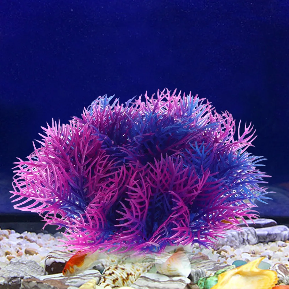 Aquatic Plants Aquarium Fish Tank Decor Artificial Plastic Green Purple