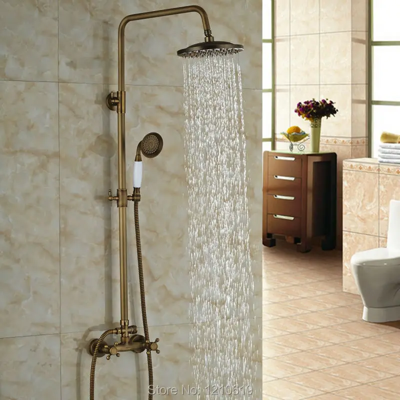 Newly Antique Brass Bathroom Shower Faucet Set 8