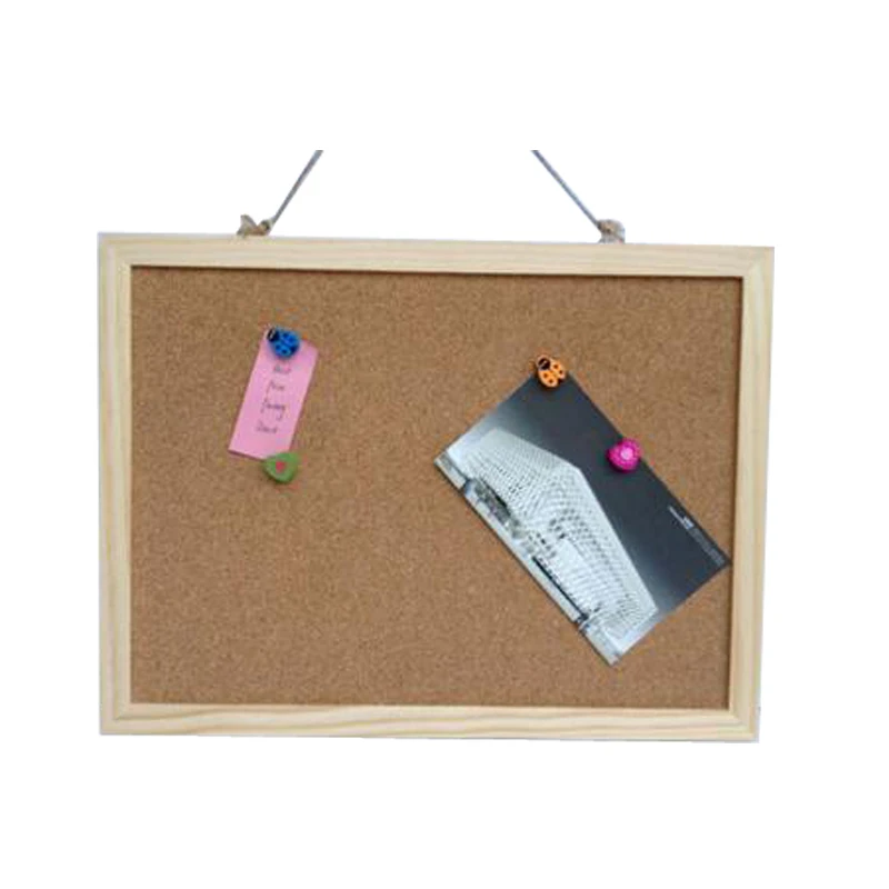 Cork Wood Message Board Phellem Cork Wooden Push Pin Hanging Board Wood Frame Single Soft Wall String