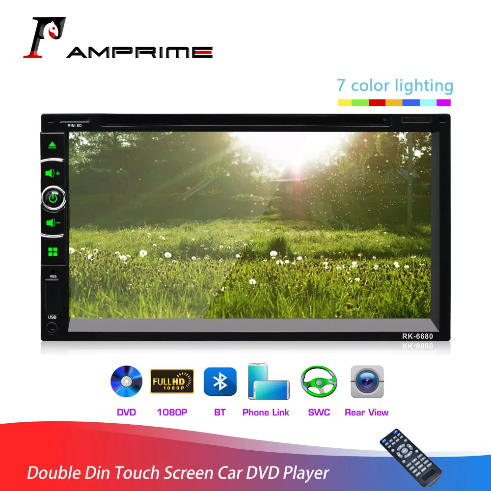 

AMPrime 2 Din Car DVD Player Radio Stereo Touch Screen Autoradio Multimedia Player Bluetooth FM Mirror Link Radio Receiver