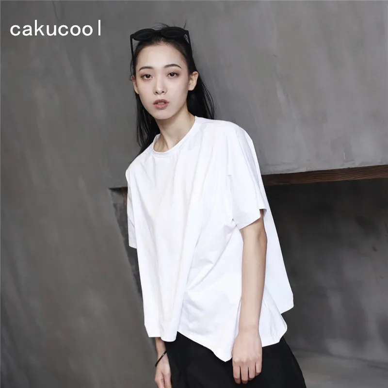 Женская футболка в стиле Харадзюку Cakucool белая черная летняя с коротким рукавом