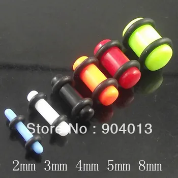 

120pcs Free Shipping UV Acylic Ear Expander kit Flesh Tunnel Ear Plug Piercing body Jewelry mix color with double o ring