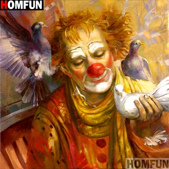 

HOMFUN Full Square/Round Drill 5D DIY Diamond Painting "Oil painting clown bird" 3D Embroidery Cross Stitch 5D Decor Gift A13182