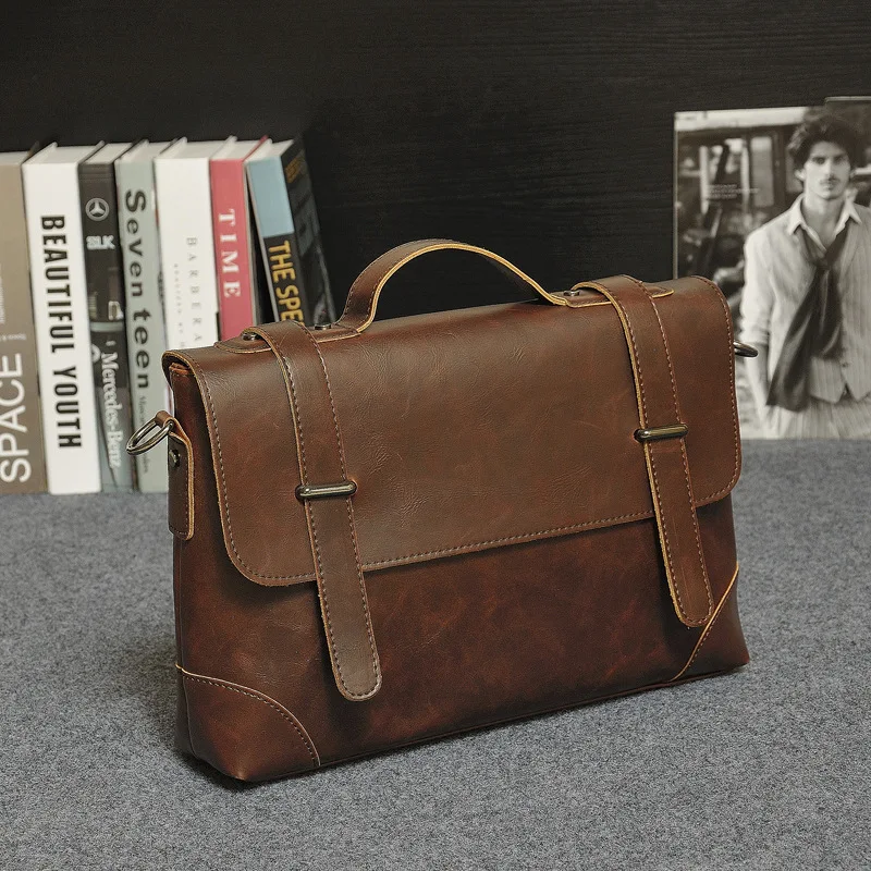 أزياء العلامة التجارية مصمم مجنون الحصان بو الجلود الرجال حقيبة خمر حقائب جديدة الكلاسيكية crossbody رسول حقائب