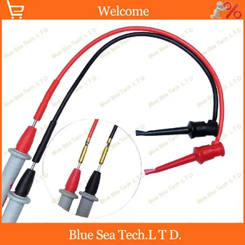 

4 pairs 50cm multimeter pen extension test hook clip with 2mm jack/socket 16 AWG flexiable silicone cable Free Shipping