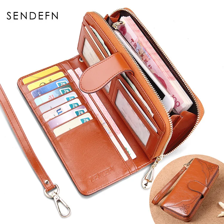 Grand portefeuille en cuir pour femmes pochette pour t l phone portable 