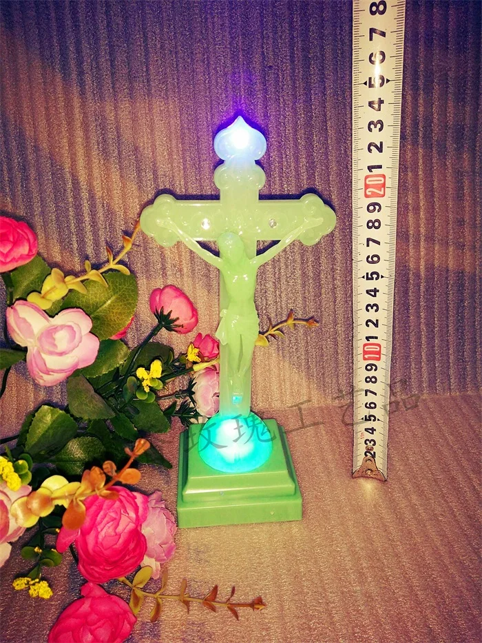 Христианские католические реликвии светящиеся кресты украшения Ремесло вставки батареи 24*11 см рождественские подарки подарок на день рождения