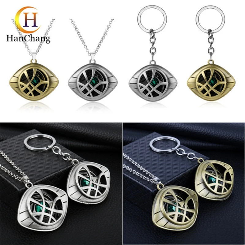 

Marvel Avengers Keychain Doctor Strange Infinity Time Stones Necklace End Game Keyring Key Kids Model Action Toys Figures Gifts
