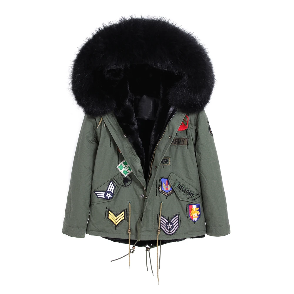 

Parkas Womens Fashion Fur Coat Hooded Jacket With Big Raccoon Fur Collar Outwear Warm Winter