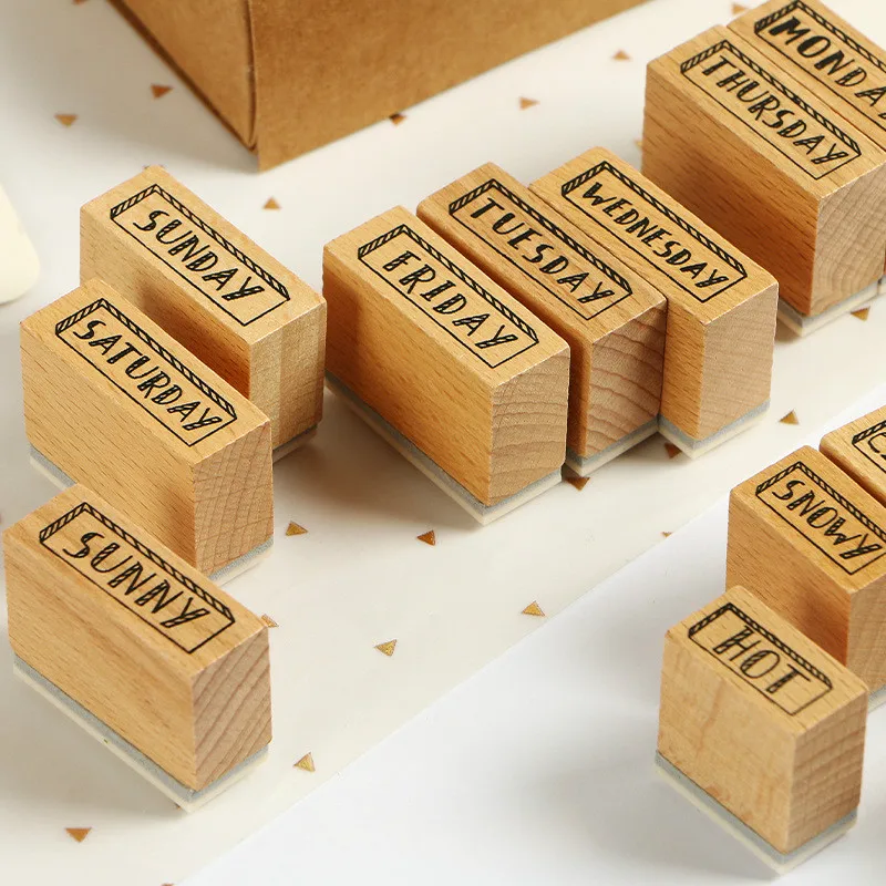 

Weather Decoration Stamp Week of Life Alphabet Wooden Rubber Stamps for Scrapbooking Handmade DIY Stamp Photo Album Craft Gifts