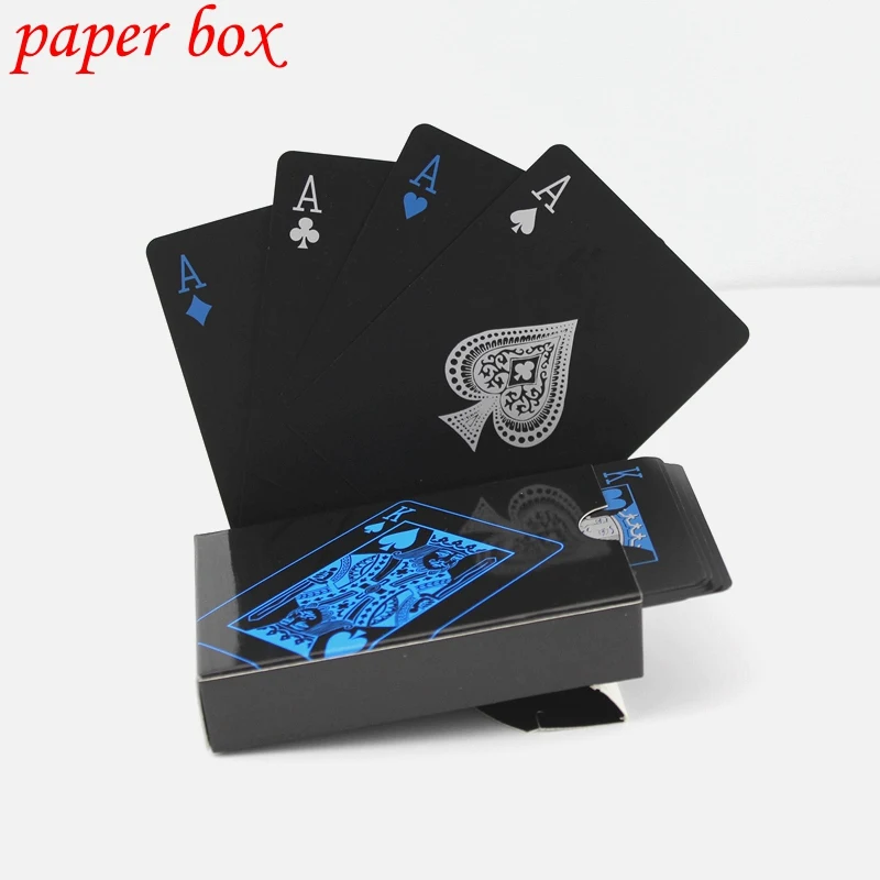 Обновленная металлическая коробка пластик ПВХ Черный покер водонепроницаемый игральные карты Новинка Высокое качество коллекция подарок Прочный прочность покер - Цвет: Paper Box