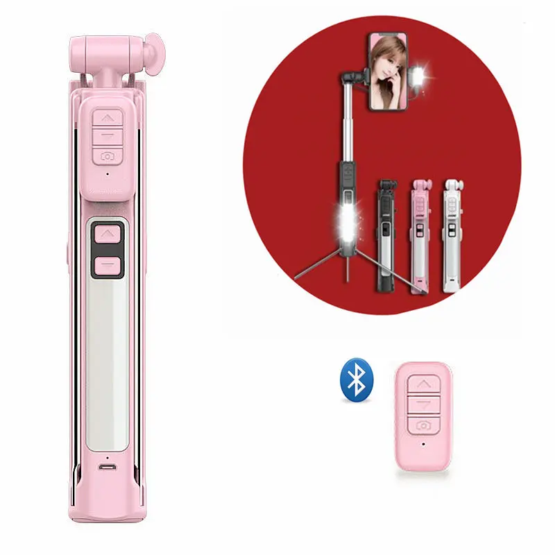 

Lamp Tripod Selfie Stick Bluetooth Phone Stand with Charging Cable For Huawei Honor Xiaomi Samsung Mobile Selfy Monopods Celular