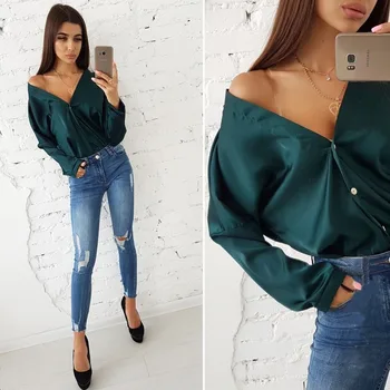 

2020 Plus Size Blusa Special Offer Regular Full Polyester Cotton Korean Women Free Shipping New V-neck Buttons Sleeve Sexy Tops