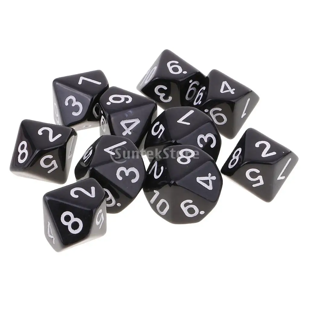 10 шт. 10-сторонние игральные кости D10 многогранные для подземей и драконов игры