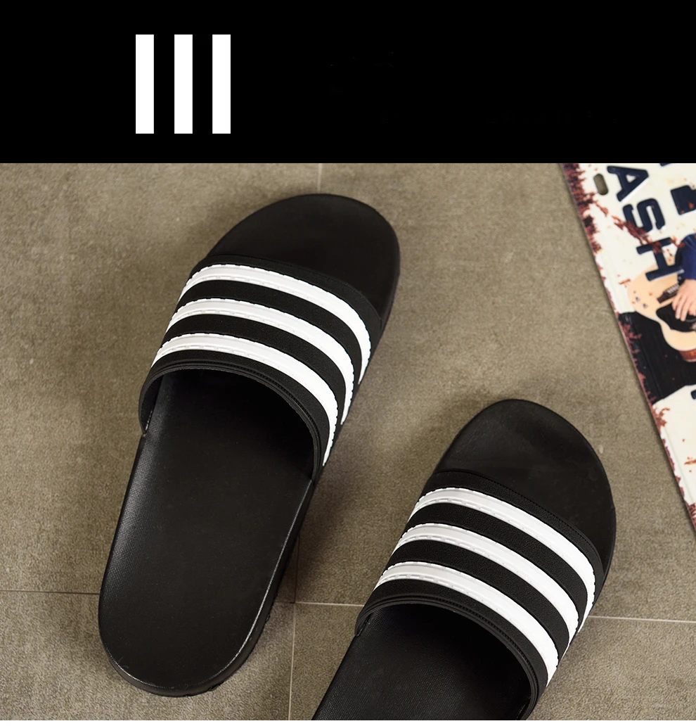 ASIFN Summer Men's Beach Slippers EVA Men Shoes Women Couple Flip Flops Soft Sole Black White Stripes Casual Chaussures Slides