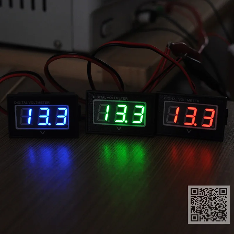 DC 3 30V 2 wire Blue digital LED Panel Voltage Meter, Voltmeters,car