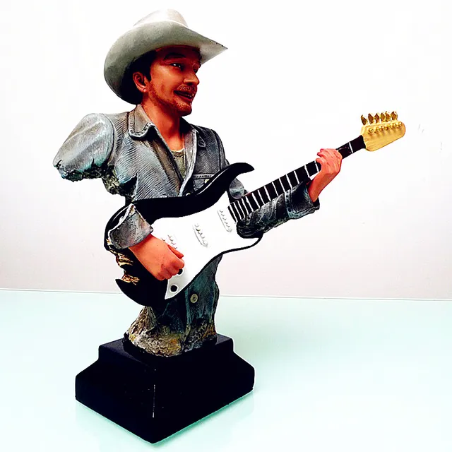 Cowboy Guitar Sculpt Bust Famous Music Figure Statue Musician Desktop