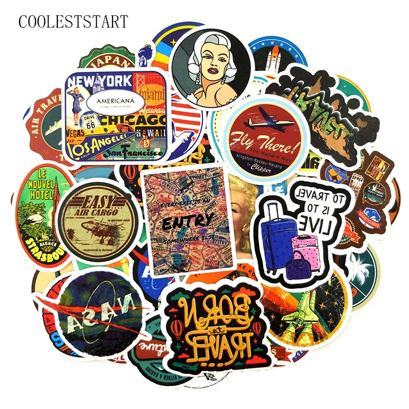 

50 Pcs/pack Travel Scenery Graffiti Stickers For Refrigerator Suitcase Laptop Motorcycle Skateboard Statue Of Liberty Sticker