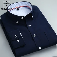 Весенняя Мужская рубашка с длинным рукавом, приталенная Мужская рубашка, оксфордская однотонная повседневная мужская рабочая одежда с карманами, рубашки Social X019