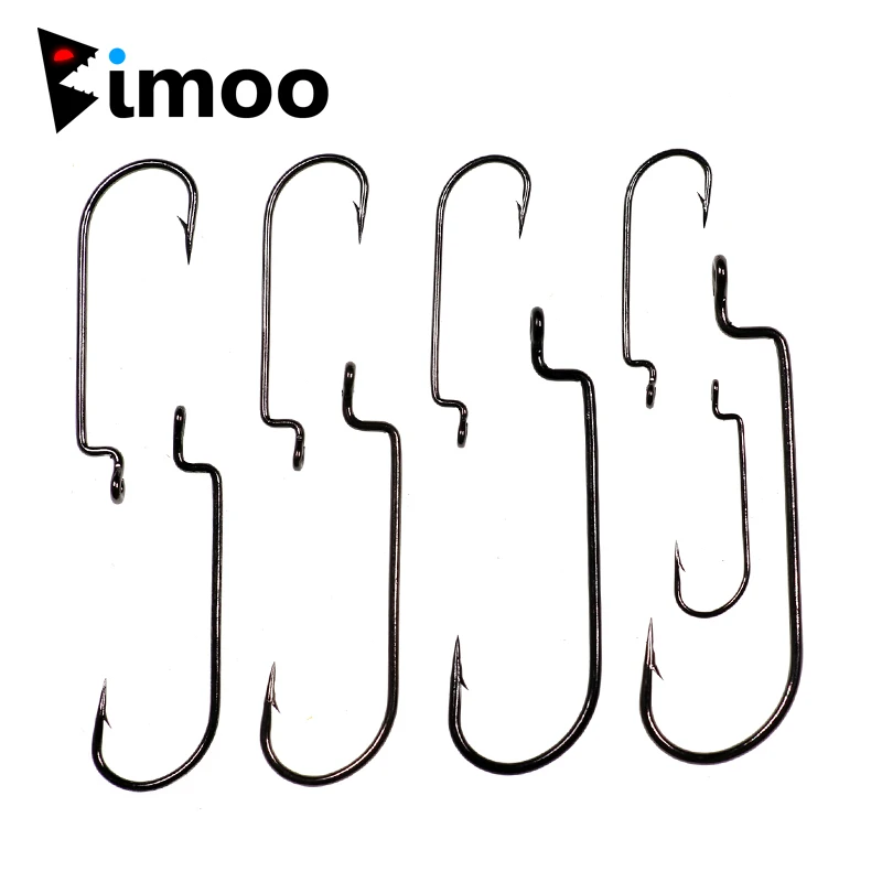 

Bimoo 20pcs High Carbon Steel Worm Hook Carolina Rig Bait Hooks Bass Fishing Fly Tying Hooks