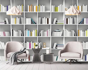

Beibehang Custom Wallpaper mural Book Library Bookcase Magazine Shelf Modern Art Wall Painting Living Room study 3d Wallpaper