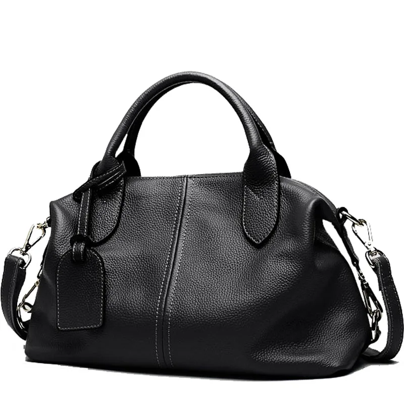

Hot New Women Genuine Leather Boston Bag Europe Style Simple Handbag Fashion Trend Shoulder Bag office lady Tote handbag
