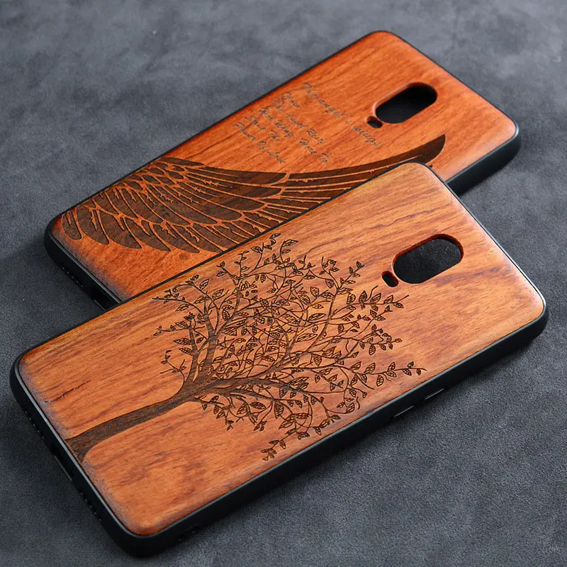 

For Oneplus 7 7 Pro 6 6T 5T Solid Wood Carving Protective Cover All-inclusive Wooden For Oneplus 7 7 Pro 6 6T 5T Funda