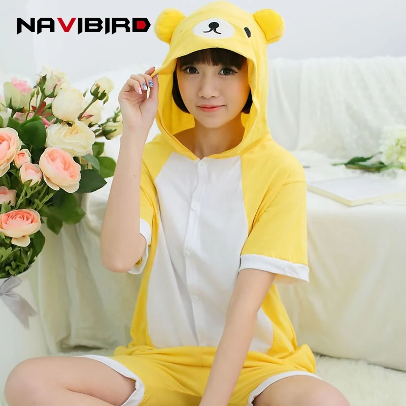 Женские Хлопок Kigurumi пижамы Onesie Лето животных легко нести Комбинезоны для