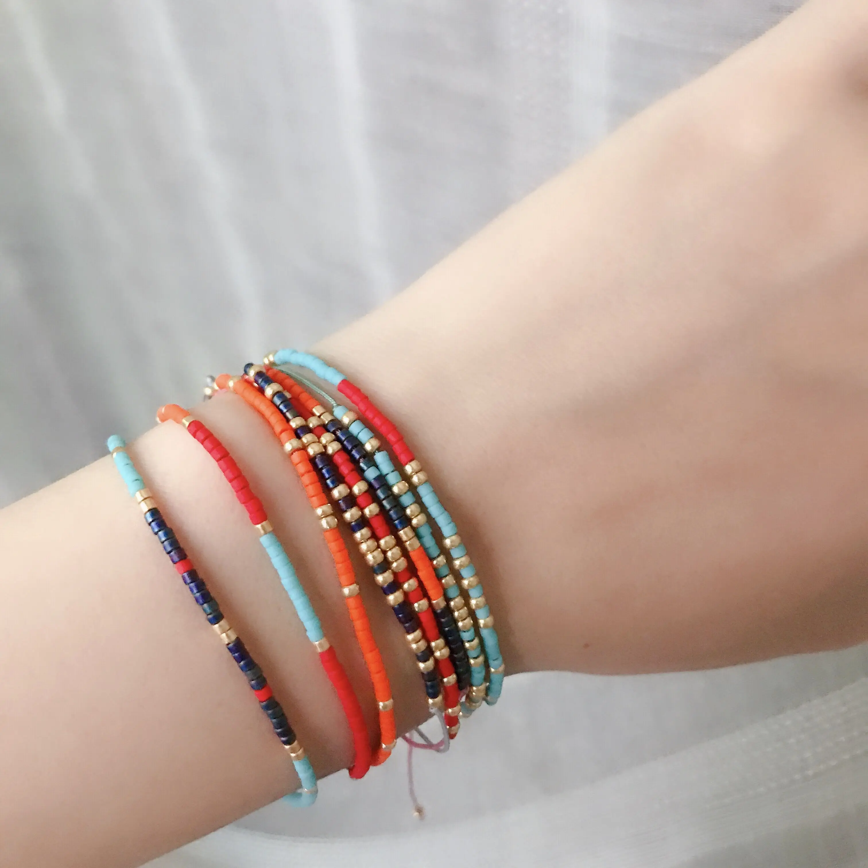 

Simple Miyuki Thin Bracelet Women Handmade Color Beads Seed Crystal Pulsera Bracelet Bangles Boho Adjustable Lucky Love Jewelry
