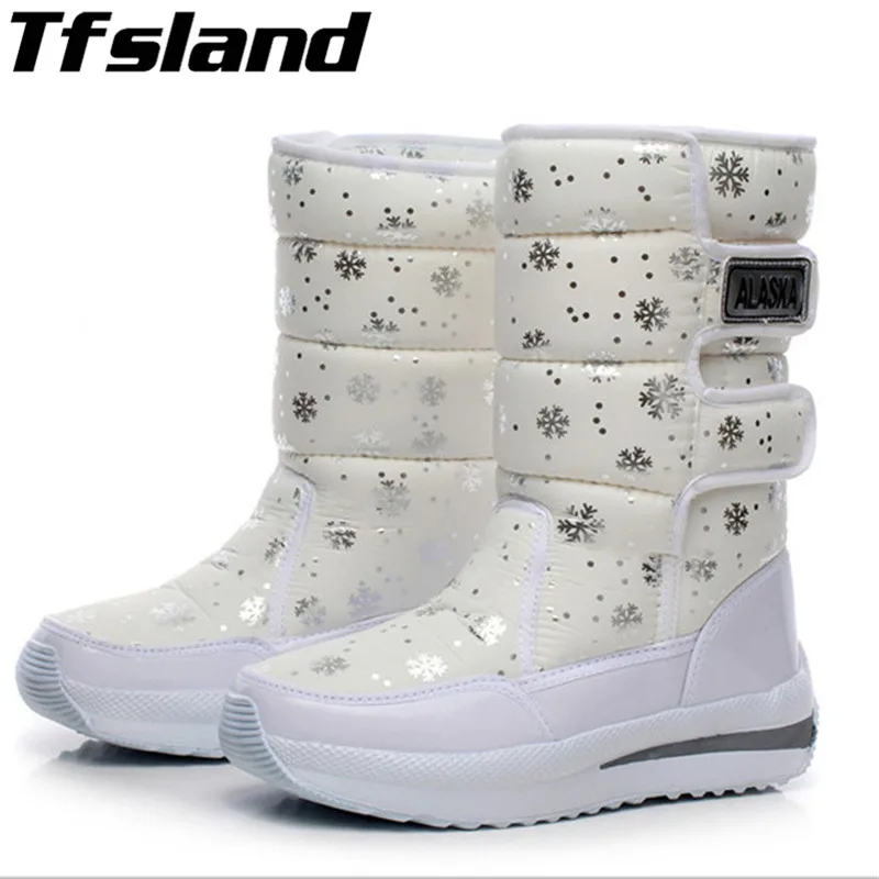 Women Waterproof Snowflake Super Warm Sneaker Winter Platform Ankle