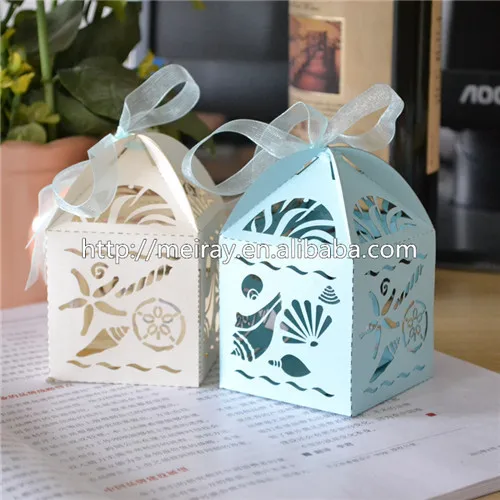 

Colorful sea shell favor box laser cut beach party decoration candy decorative holder