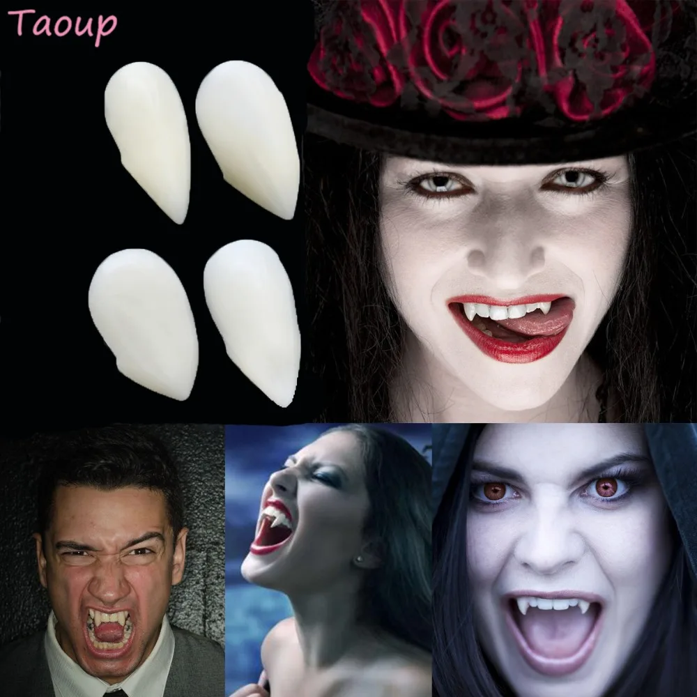 

Taoup 2pcs Cosplay Vampire Teeth Fangs Dentures Props Zombie Costume Halloween 2018 Accessories Party Decor for Adults Kids