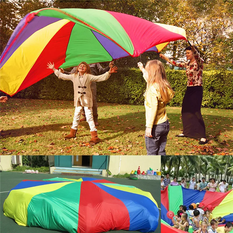Dia 2M 6M Rainbow Umbrella Parachute Toy Children Games Sports Outdoor