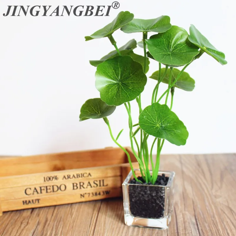 

Glass pot Artificial Oak leaves lotus leaves potato leaves vase set desktop bonsai Potted Home wedding Decoration christmas gift