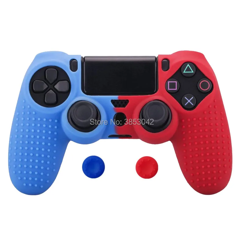 Цветной Противоскользящий силиконовый резиновый чехол для PS4 Dualshock 4 Pro тонкий контроллер с бесплатным силиконовый захват большого пальца - Цвет: J