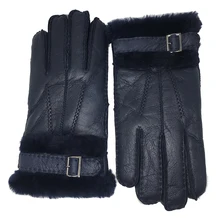 Men's Gloves High Quality Real Genuine Leather sheepskin Mittens Warm Winter for Fashion Male Luvas