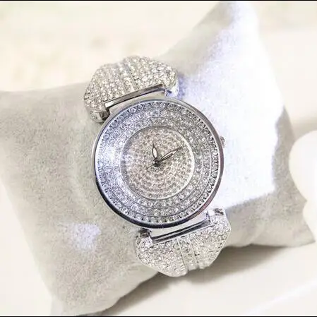 Beste Vrouwen Strass Horloges Dame Diamant Steen Jurk Horloge Rvs Band Big Wijzerplaat Armband Horloge dames Kristal Horloge