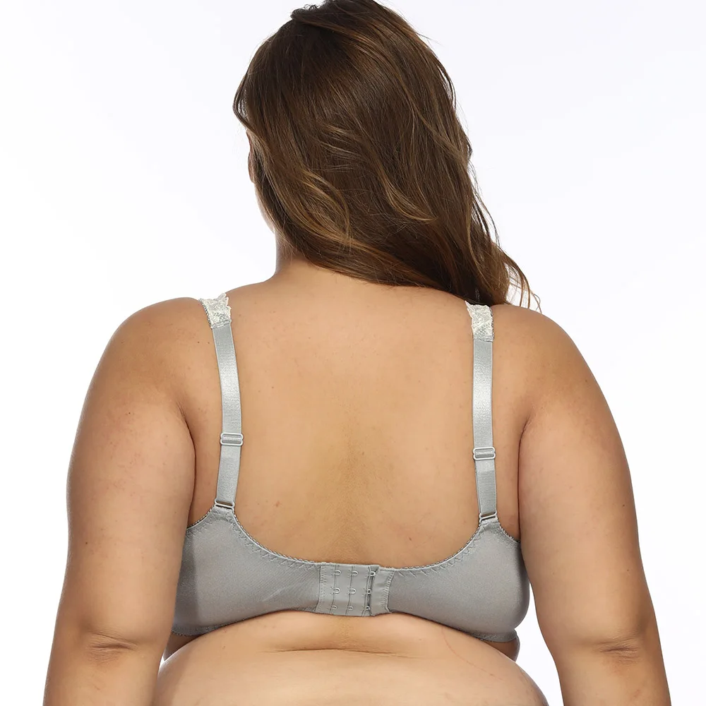 Women Unlined Full Coverage Bras Plus Size Brassiere Embroidery No-padded Bra Underwire Bralette Underwear 34-46 DDD/F/FF/G/H