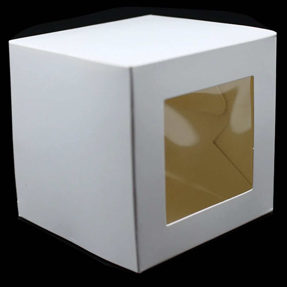 DHL 120 шт./лот 10*10*10 см белая крафт-бумага коробка вечерние Свадебная подарочная упаковка W/ясным окном картонная упаковка посылка коробка