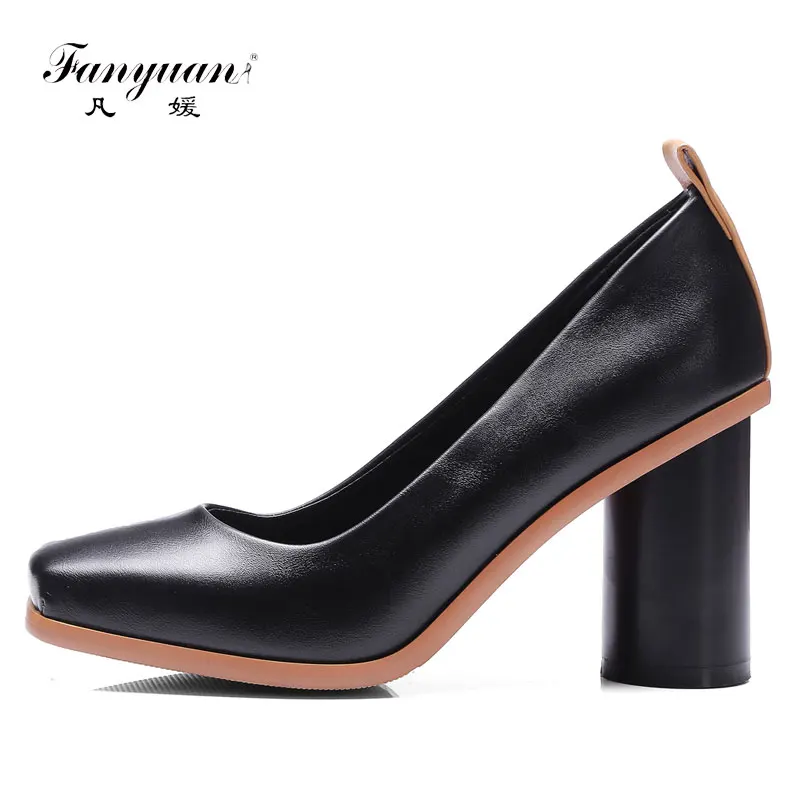 

2017 Spring Woman Shallow Shoes Thick Heel Woman Pumps Square Toe High Heel Pumps Single Shoes Woman Novelty Black White Shoes